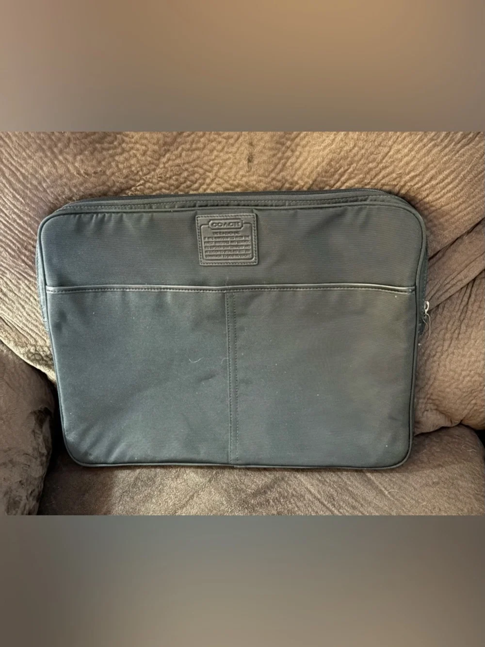 Coach Black Nylon Laptop Bag with Front Slip Pocket. EUC.